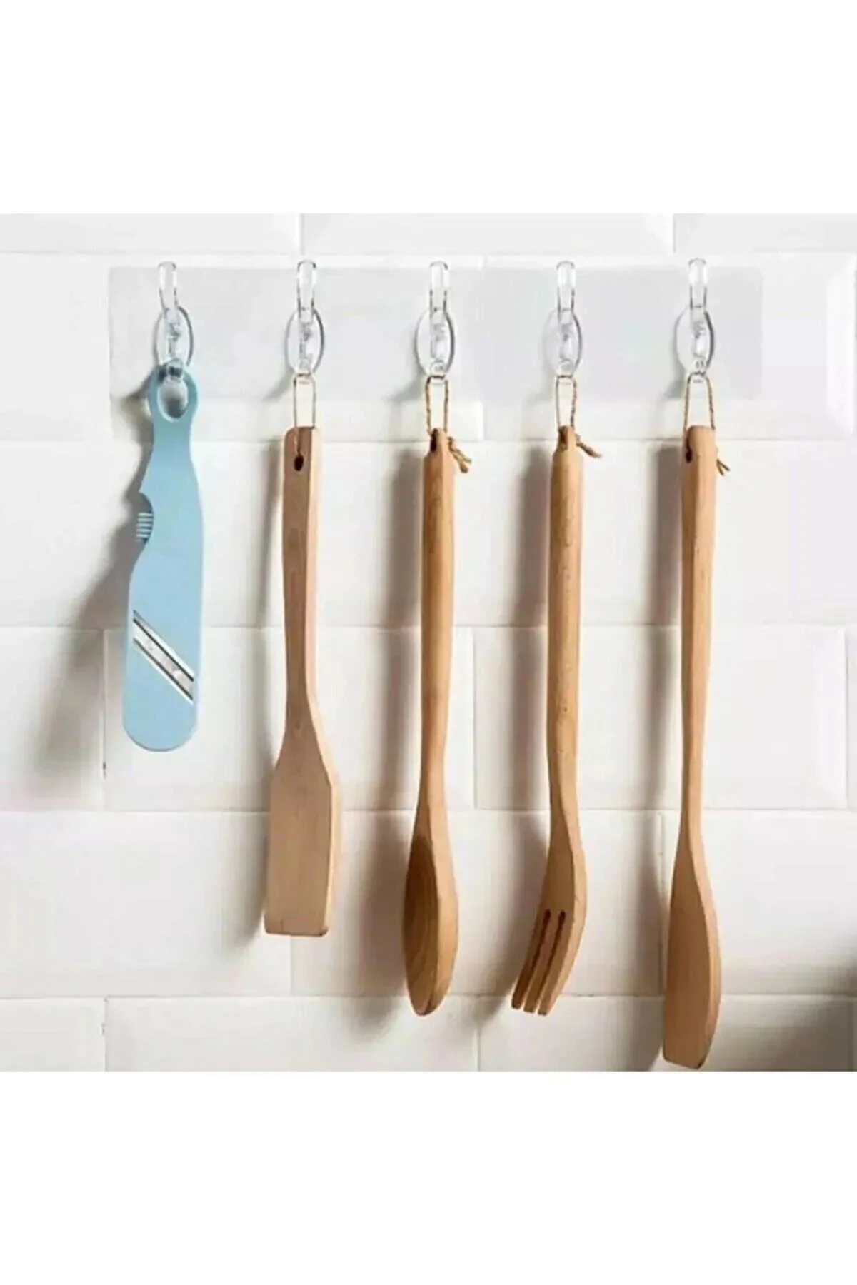 3 Paket Mutfak Banyo Kapı Askısı -5li Kendinden Yapışkanlı Güçlü Şeffaf Askılık