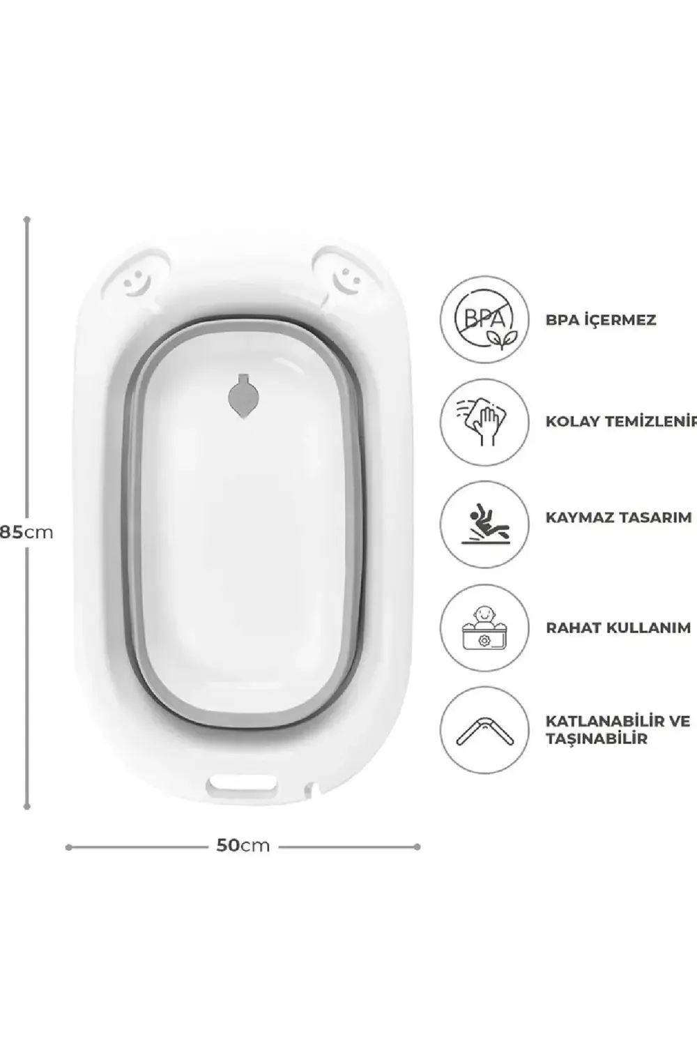 3 Parça Bebek Yıkama Seti, Katlanabilir Yer Kaplamayan Bebek Küve