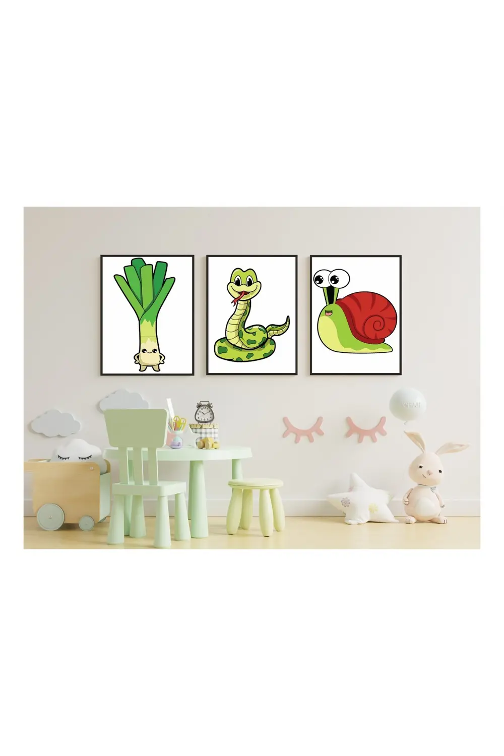 3 Parça Çerceve Görünümlü Çocuk Odası Mdf Tablo