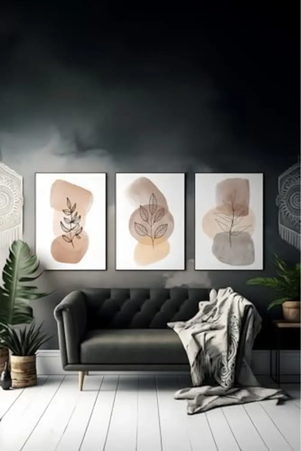 3 Parça Çerçeve Görünümlü Mdf Tablo Seti - ARTSYCLLCT29-2030 1174