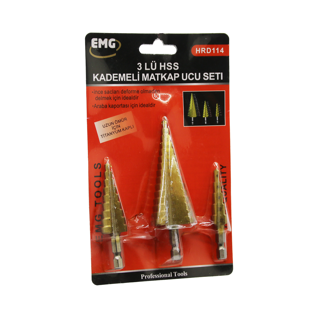 3 PARÇA  HSS KADEMELİ MATKAP UCU SET