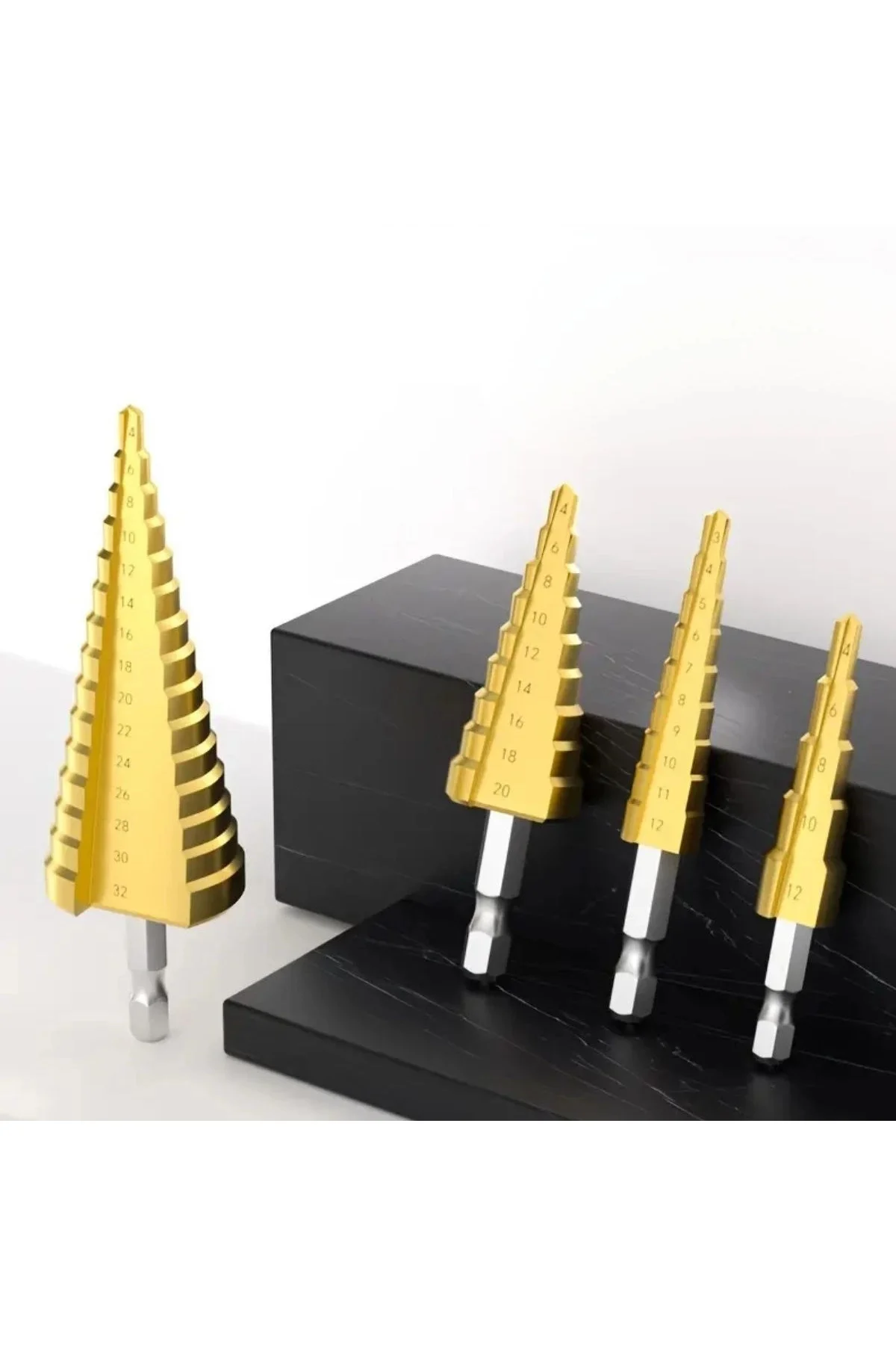 3 Parça Kademeli Matkap Ucu Paslanmaz Uç Alüminyum Sac Demir Delm