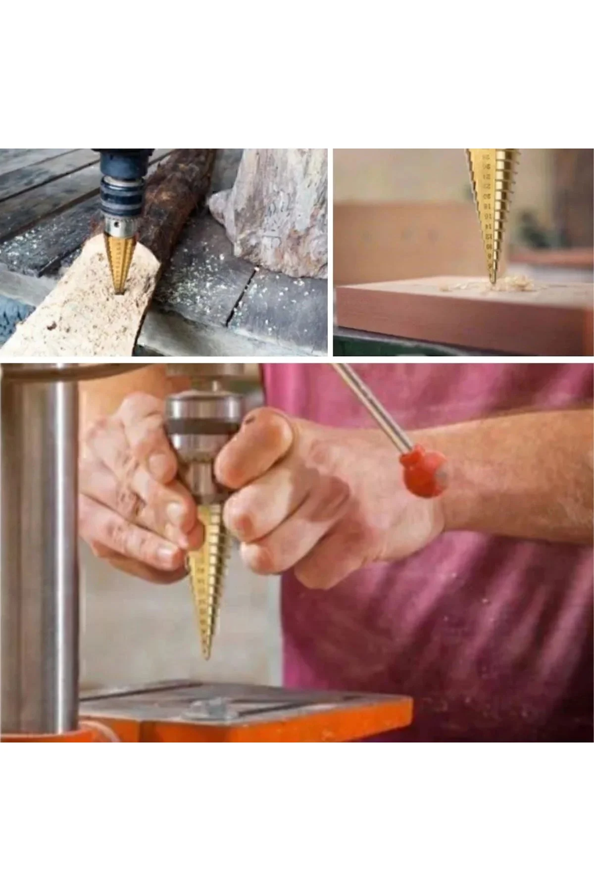 3 Parça Kademeli Matkap Ucu Paslanmaz Uç Alüminyum Sac Demir Delm