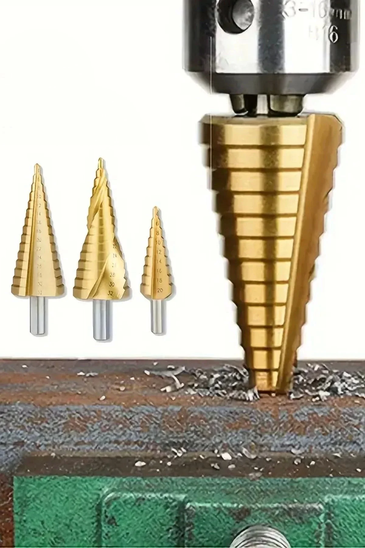 3 Parça Kademeli Matkap Ucu Paslanmaz Uç Alüminyum Sac Demir Delm