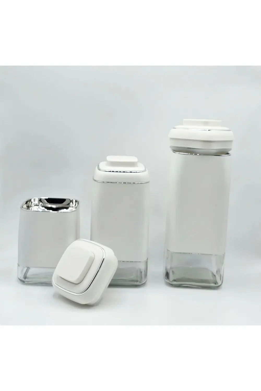 3 PARÇA KİLİTLİ VAKUMLU CAM KAVANOZ SETİ