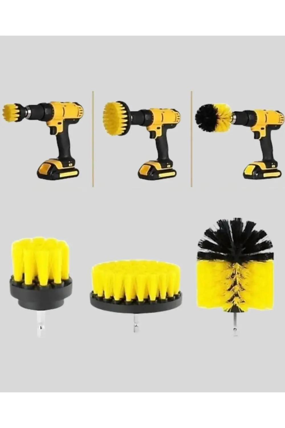 3 Parça Matkap Fırça Temizlik Seti – Her Yüzey İçin Güçlü ve Prat