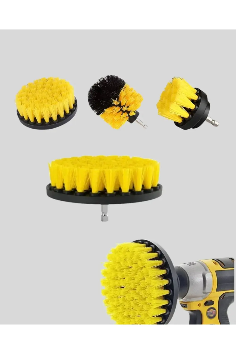 3 Parça Matkap Fırça Temizlik Seti – Her Yüzey İçin Güçlü ve Prat