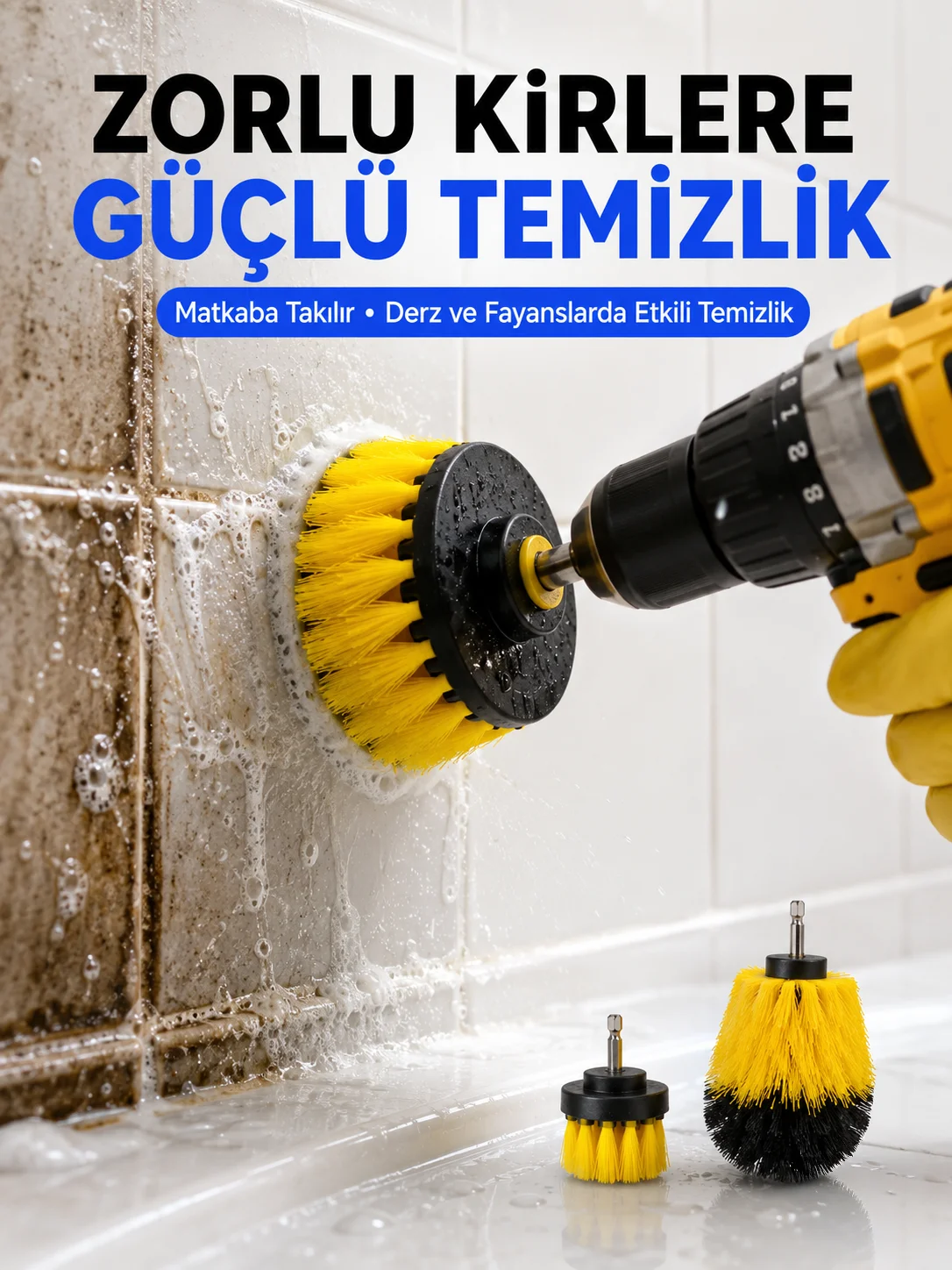 3 Parça Matkap Ucu Temizlik Fırçası Dayanıklı Naylon Kıllı