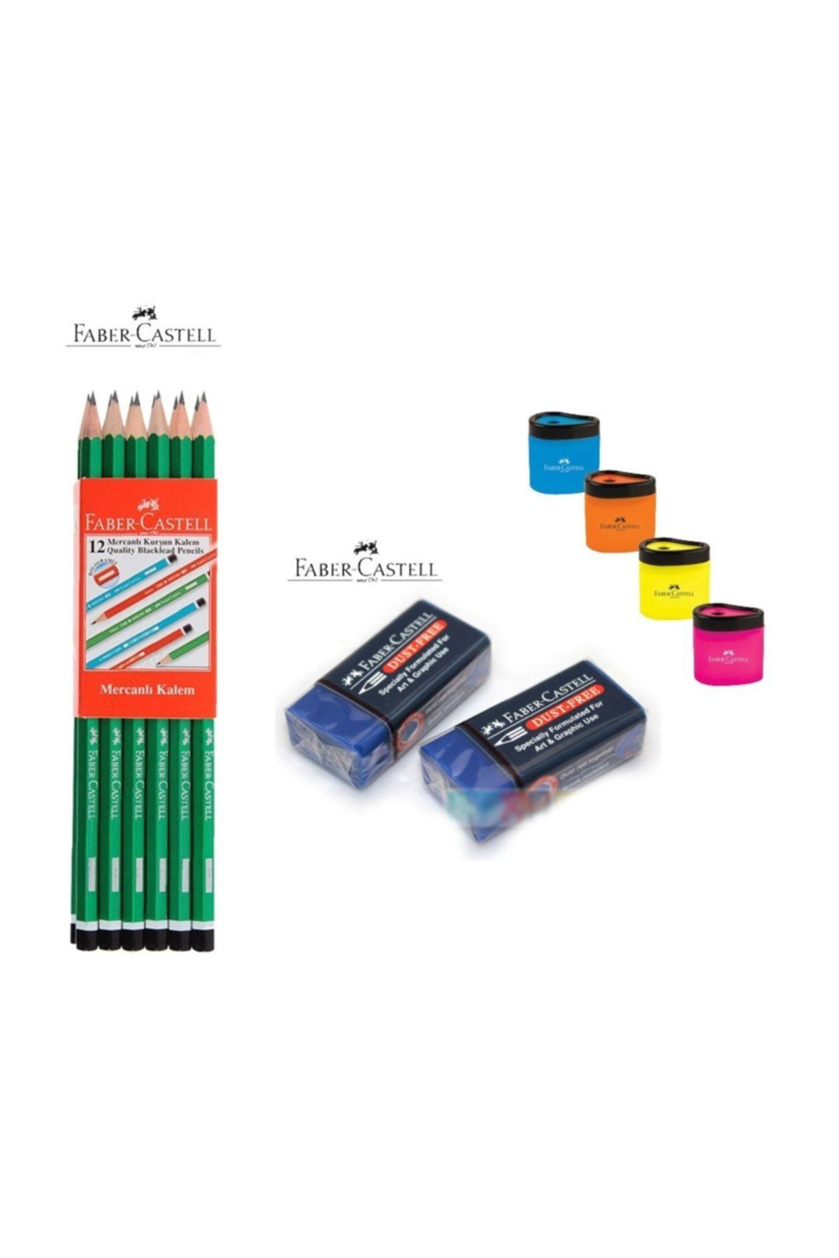 3 Parça Okul Seti (12'li Kalem + Silgi + Kalemtraş) (a2789)