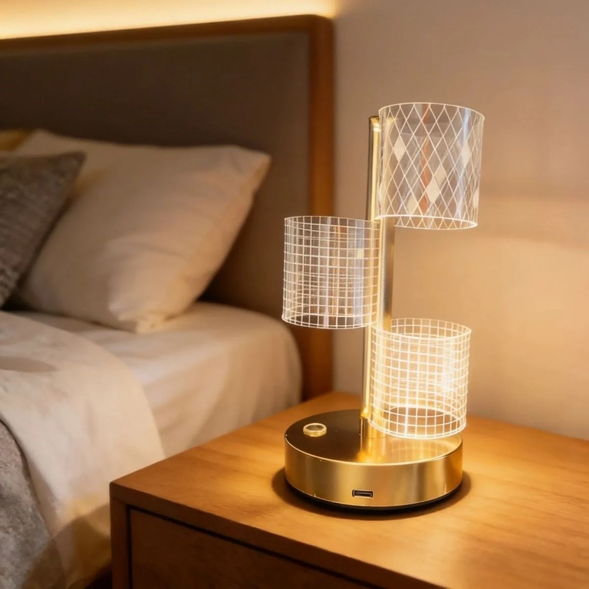 3 Parça silindirik kristal Ekose Kareli Led Masa Lambası – Gold Gövdeli, Dokunmatik, 3 Kademe Işık Ayarlı Şarjlı Dekoratif Lamba Bx40 3 Parça silindirik kristal Ekose Kareli Led Masa Lambası – Gold Gövdeli, Dokunmatik, 3 Kademe Işık Ayarlı Şarjlı Dekoratif Lamba Bx40
