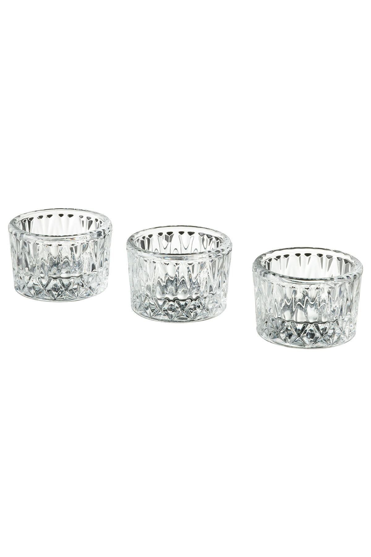 İkea 3 Parça Tealight Mumluk ( 3 Adet) Turuncu Cam
