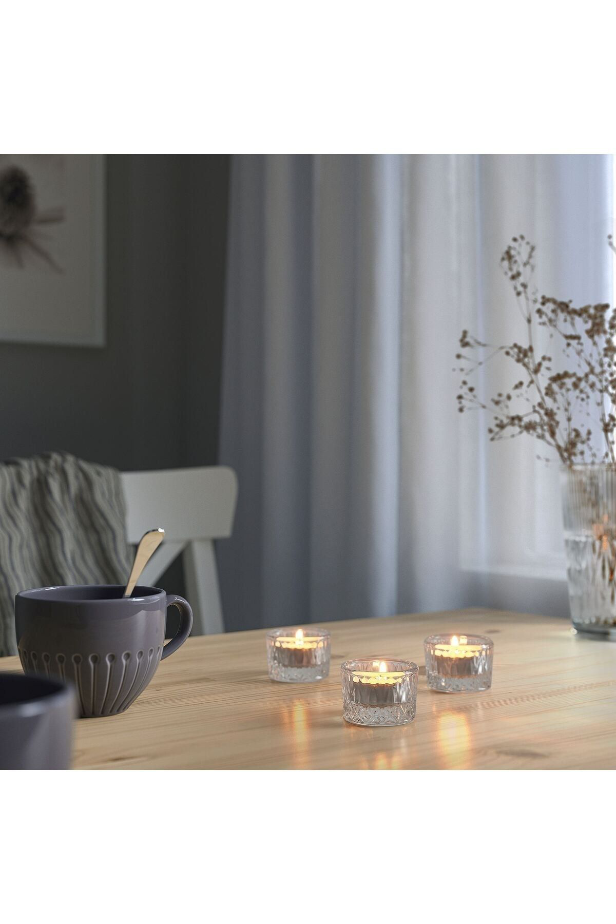 İkea 3 Parça Tealight Mumluk ( 3 Adet) Turuncu Cam