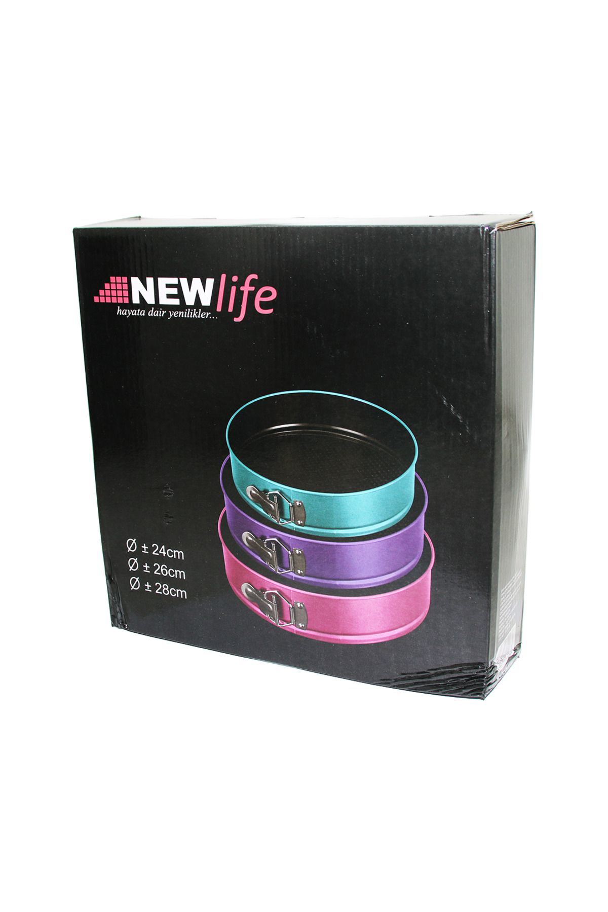 Ok Aksesuar 3 Parça Yuvarlak - Renkli Kelepçeli Metal Kek Kalip 24-26-28Cm Go