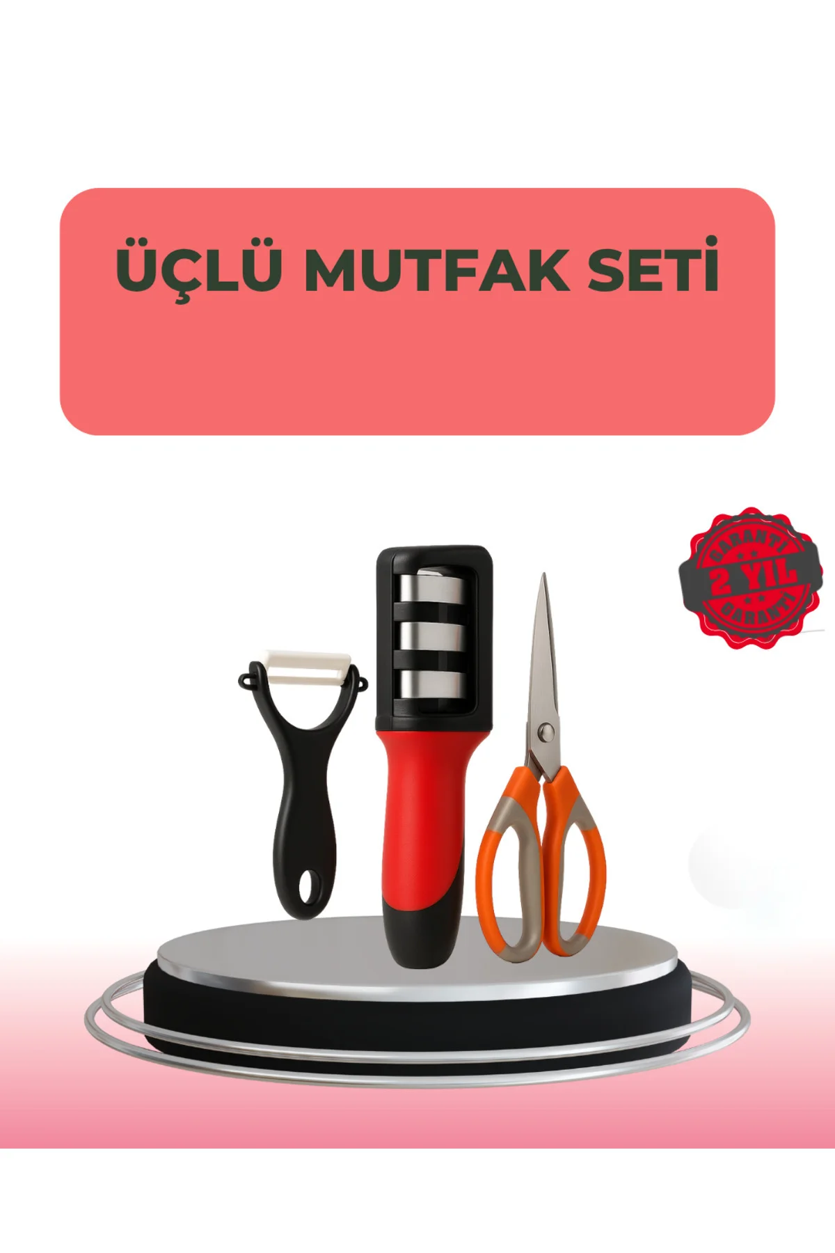 3 Parçalı Çok Fonksiyonlu Mutfak Makas Seti – Paslanmaz Çelik, Er