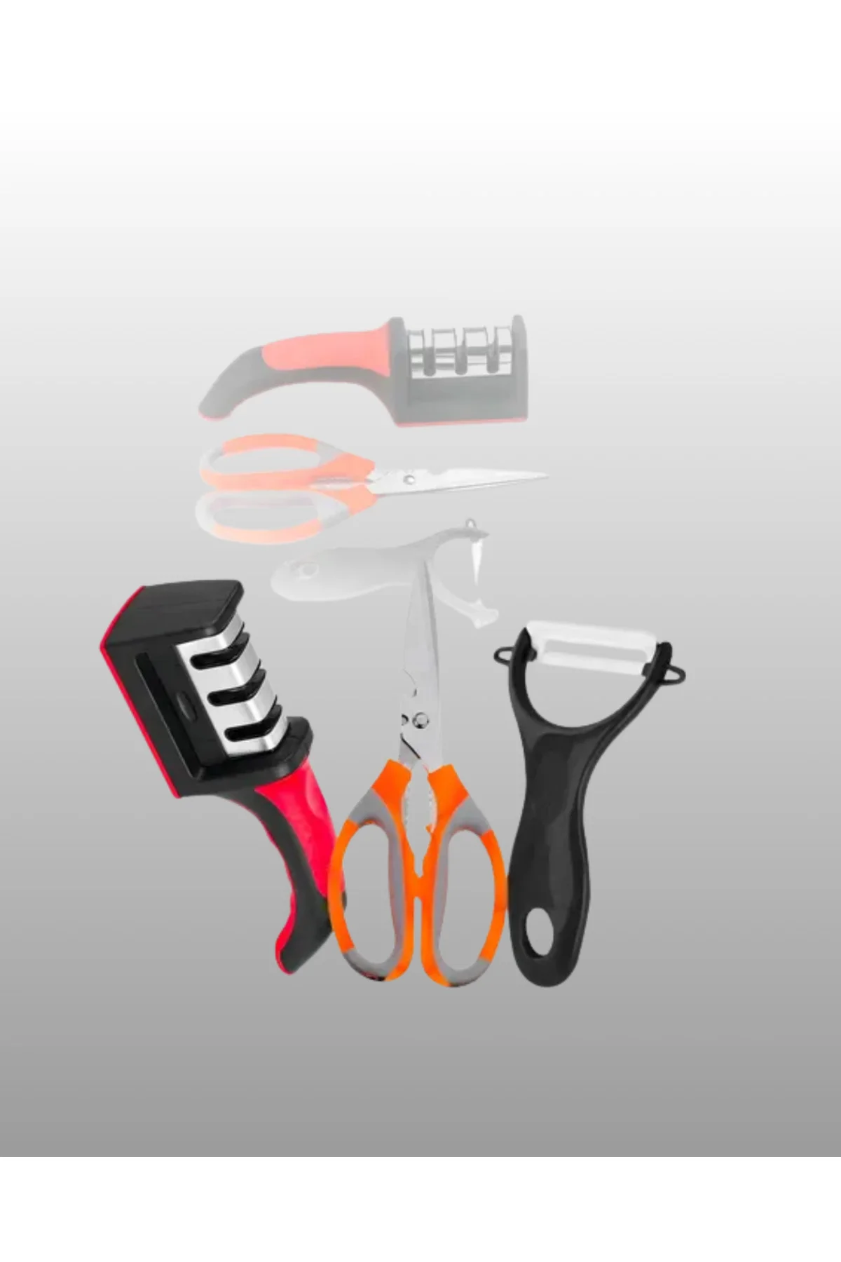 3 Parçalı Çok Fonksiyonlu Mutfak Makas Seti – Paslanmaz Çelik, Er