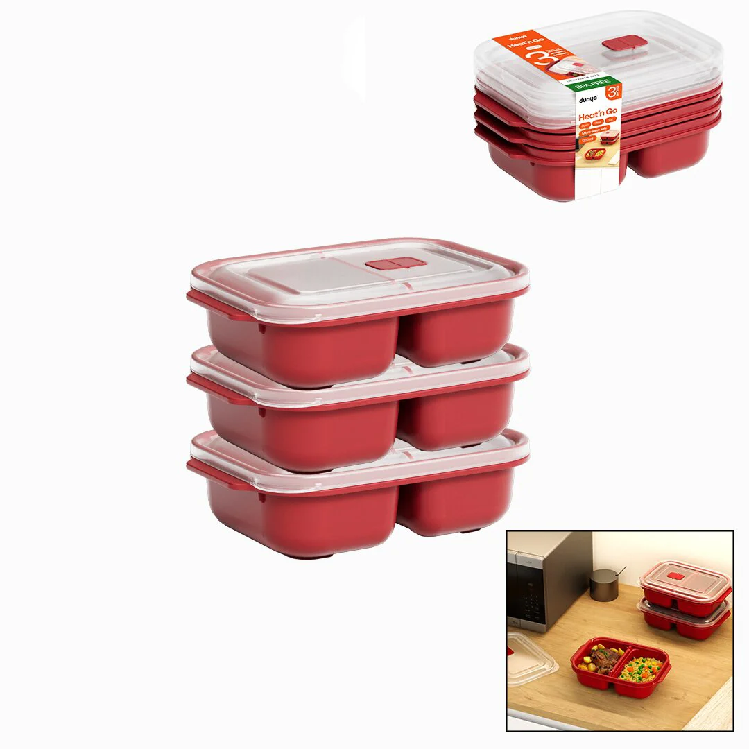 3 Pcs Kırmızı Bölme Dikdörtgen Saklama Kabı Seti 1200ML Fiyatı, Yorumları ve Özellikleri