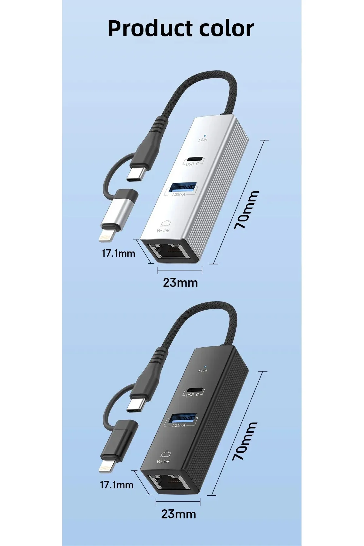 3 Portlu Ağ ve Veri Adaptörü: RJ45 LAN + USB 3.0 + Type-C Girişli 3 Portlu Ağ ve Veri Adaptörü: RJ45 LAN + USB 3.0 + Type-C Girişli