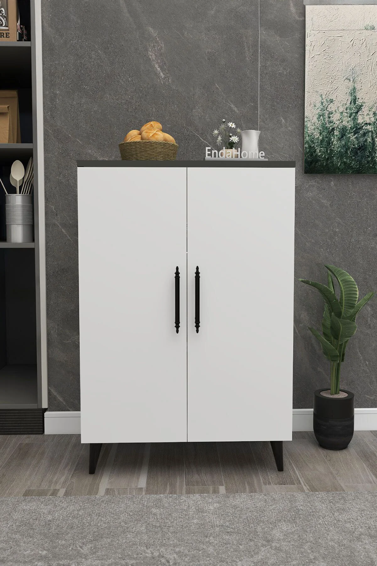 3 Raflı 2 Kapaklı Çok Amaçlı Dolap Çok Amaçlı Mutfak Dolabı Banyo