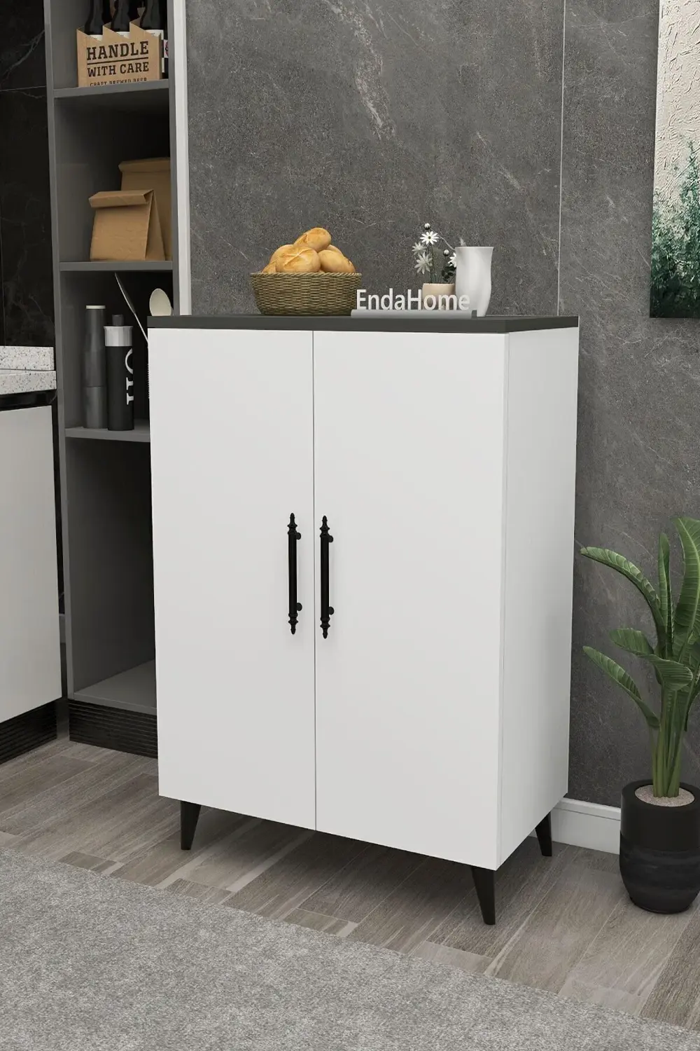 3 Raflı 2 Kapaklı Çok Amaçlı Dolap Çok Amaçlı Mutfak Dolabı Banyo