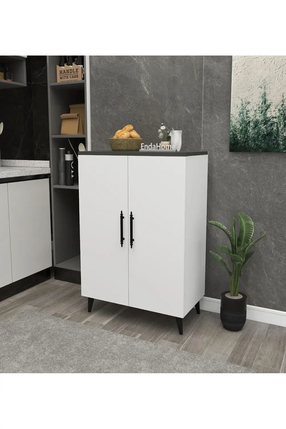 3 Raflı 2 Kapaklı Çok Amaçlı Dolap Çok Amaçlı Mutfak Dolabı Banyo