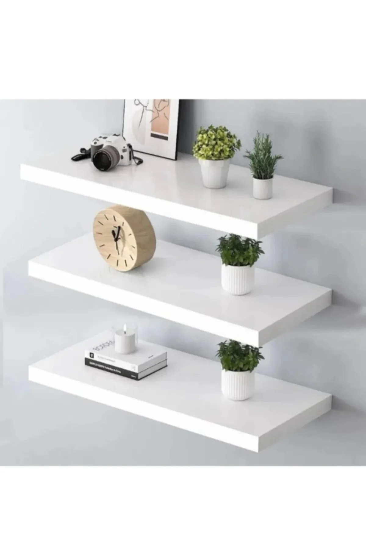 3 Raflı Gizli Monte Uçan Raf Beyaz Raf. Ürün Ölçüleri 3 Adet 50*1