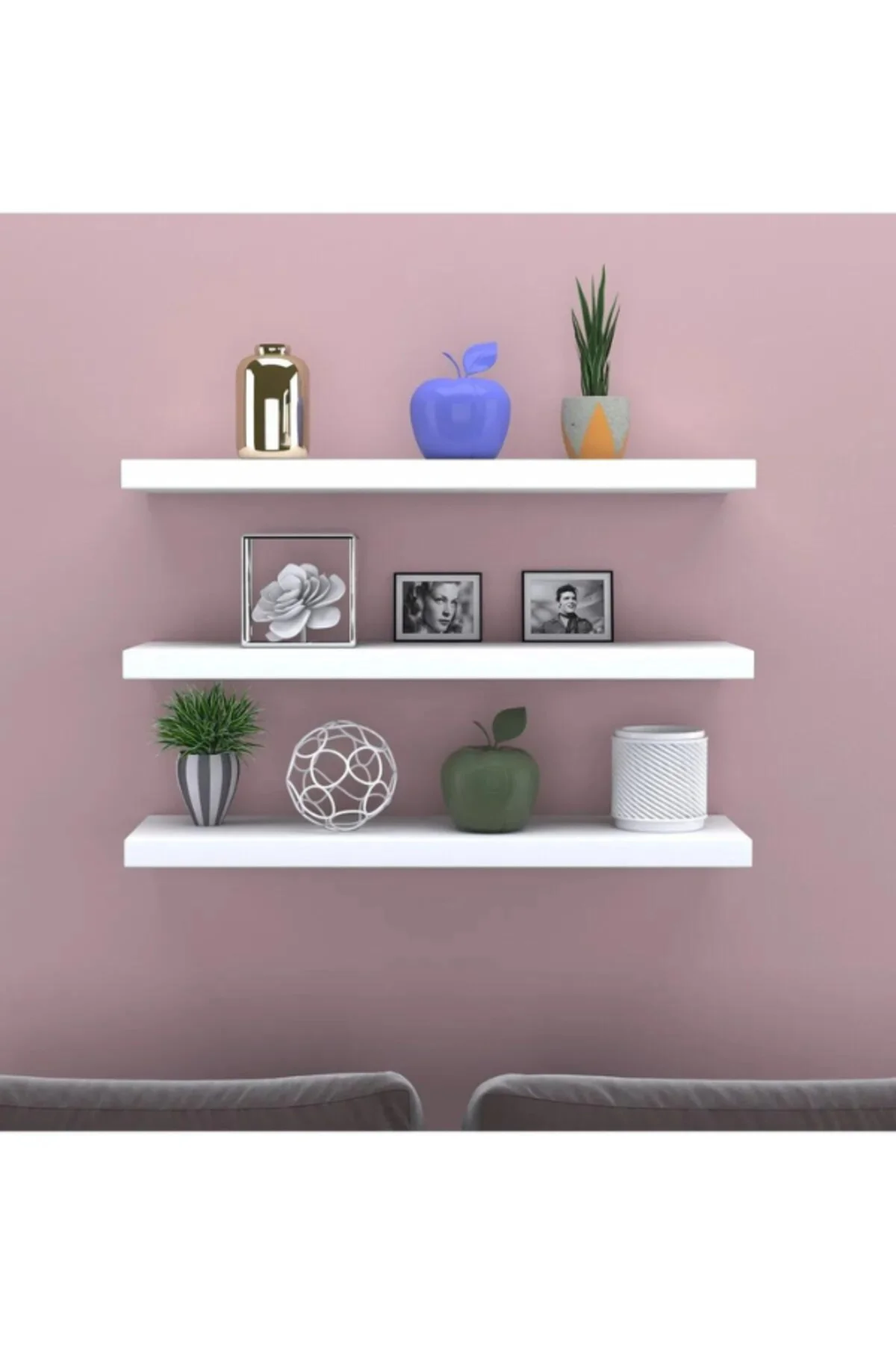 3 Raflı Gizli Monte Uçan Raf Beyaz Raf. Ürün Ölçüleri 3 Adet 50*1