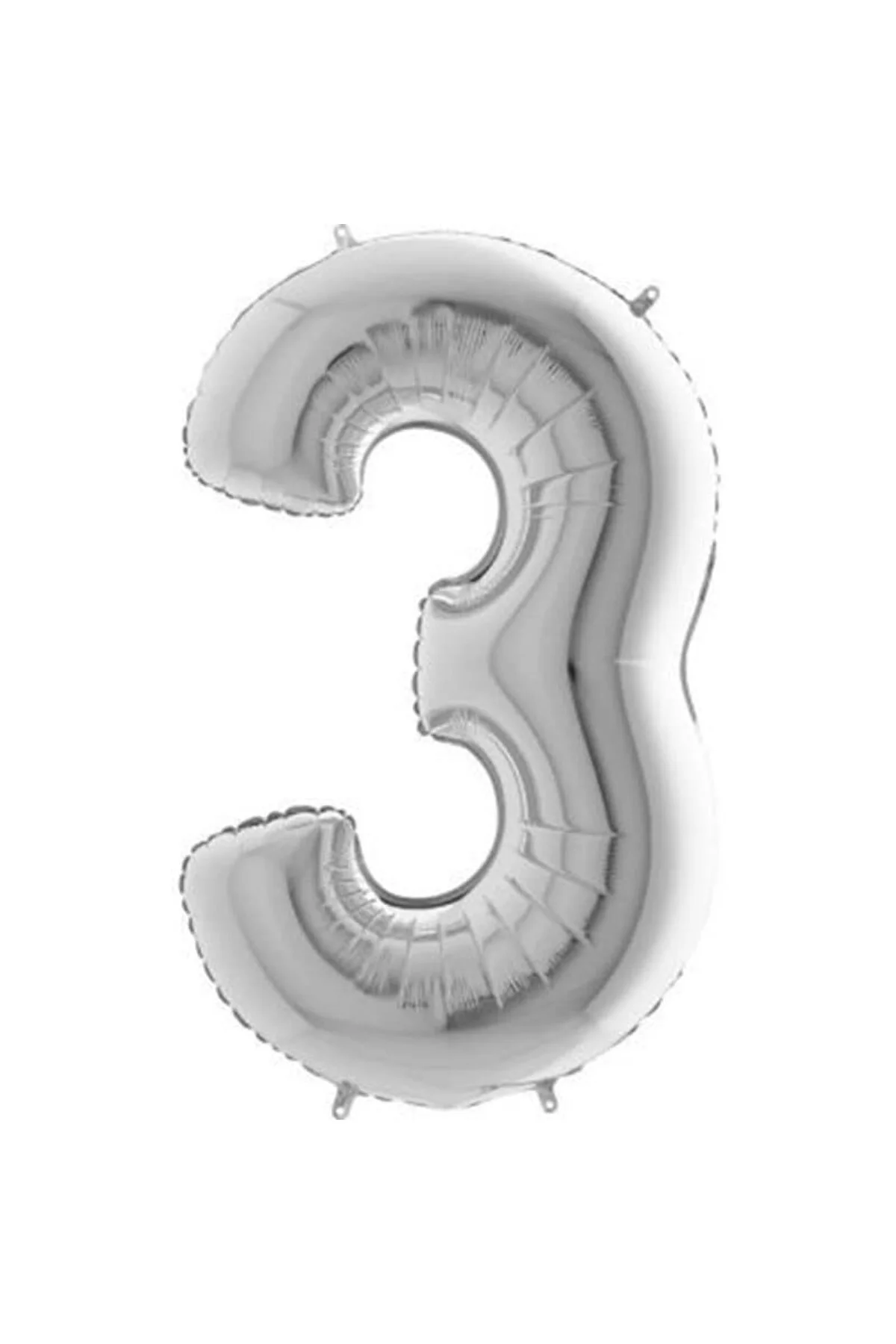 3 Rakamlı 16 İnç Gümüş Renk Folyo Balon 36 CM (Gümüş)