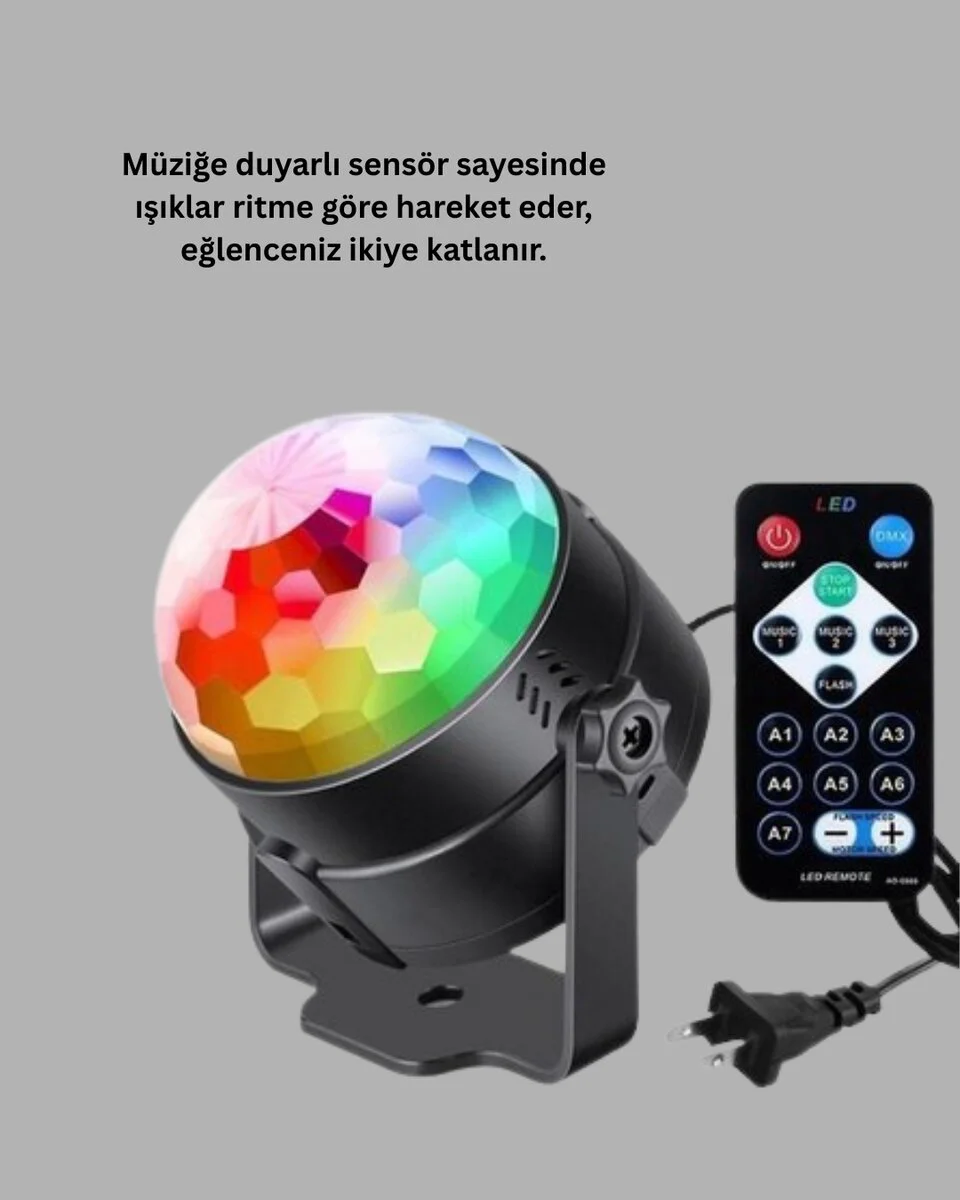 3 Renk 7 Mod Döner Disko Topu Işık - Parti ve Dekoratif Aydınlatma