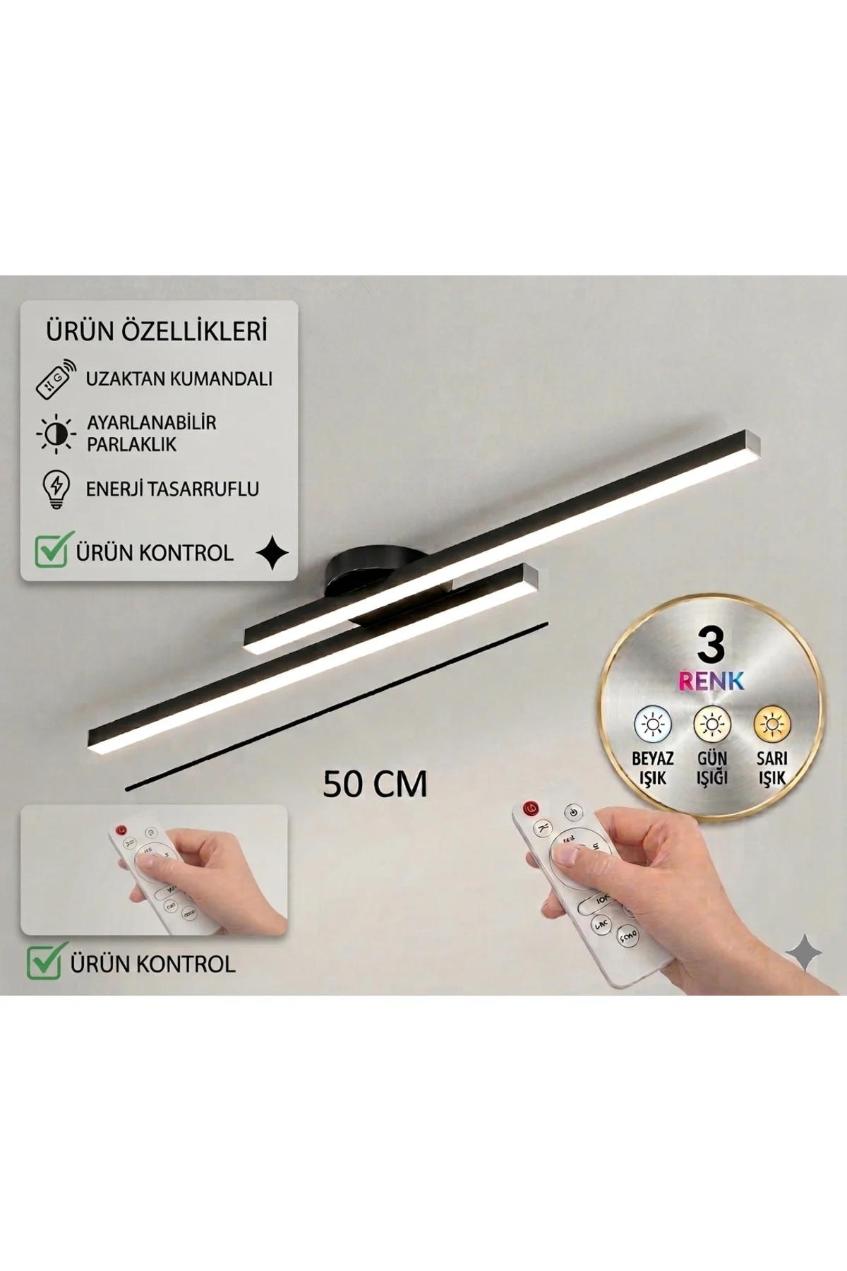 3 Renk Yanabilen Modern Tavan Koridor Aydınlatması Çubuk LED Lineer Avize (Kumandalı) 3 Renk Yanabilen Modern Tavan Koridor Aydınlatması Çubuk LED Lineer Avize (Kumandalı)