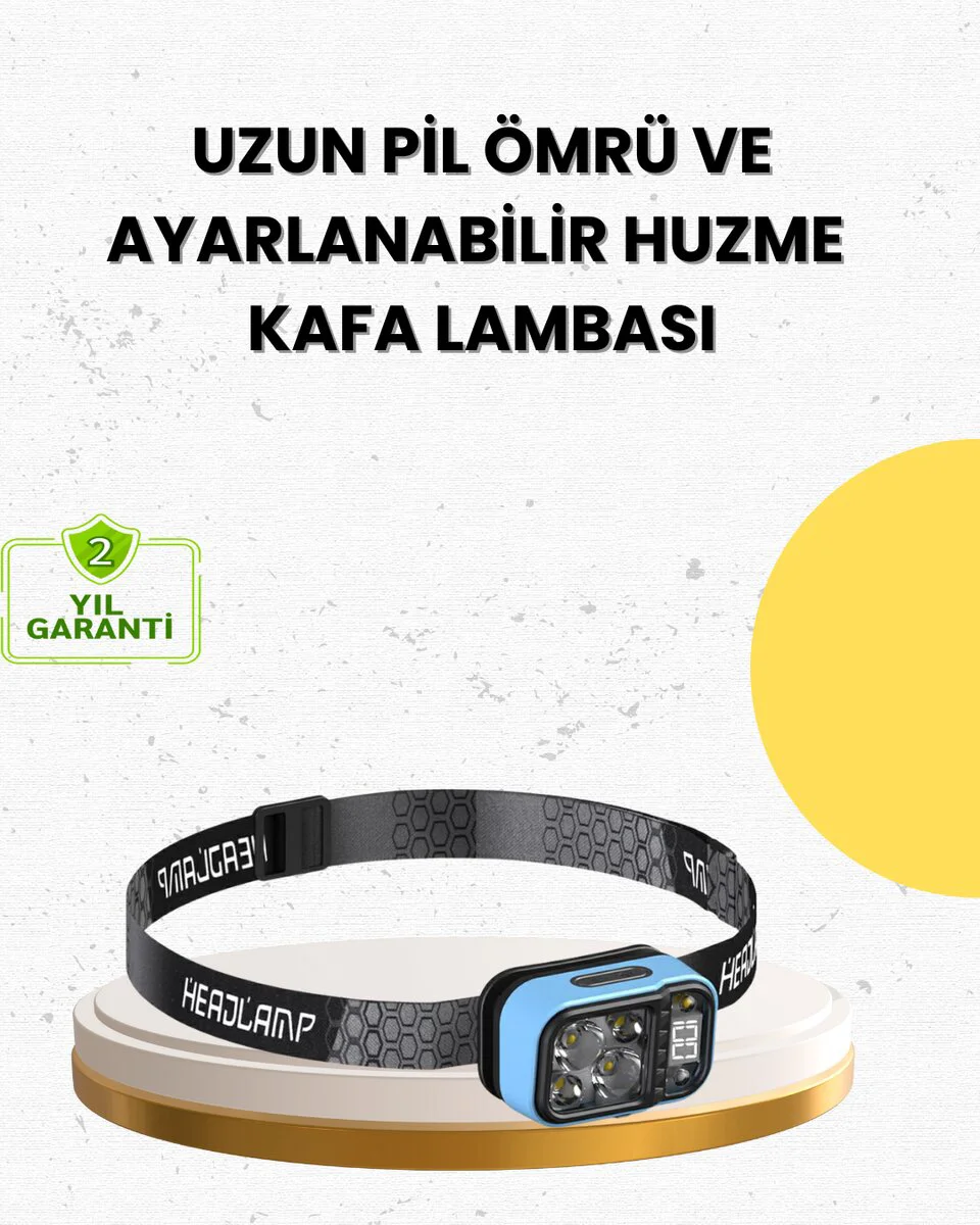 3 Renkli LED Kafa Feneri 53 Mod Su Geçirmez Type C - Kırmızı Yeşil Mavi Kullanımı
