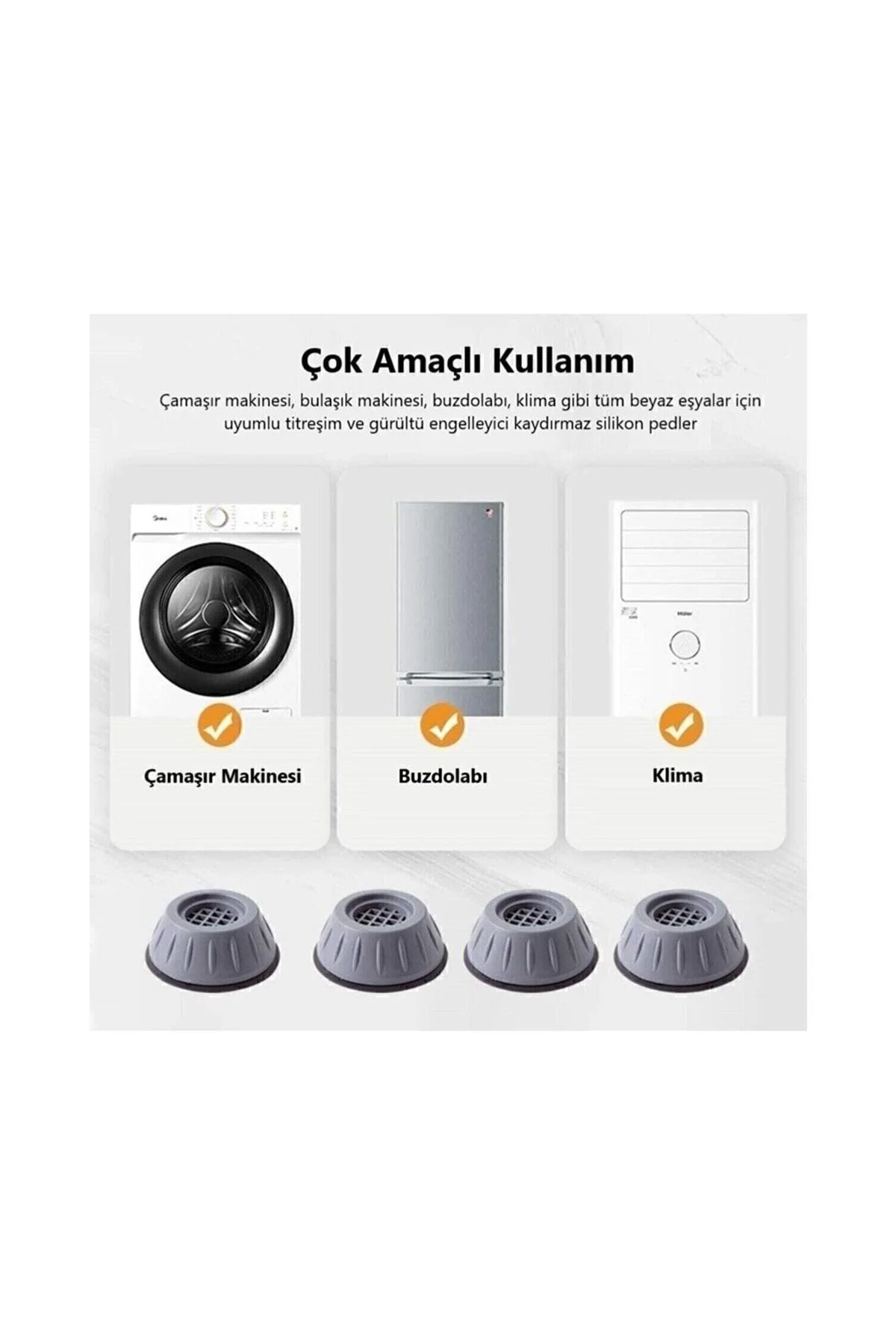 3 Set (12 Adet) Gürültü Engelleyici Kaymaz Titreşim Önleyici Kauç