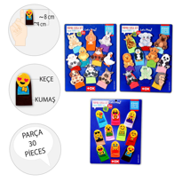 3 Set - 30 Parça Tox Evcil , Vahşi Hayvanlar ve Emojiler Parmak K