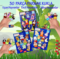 3 Set - 30 Parça Tox Evcil, Vahşi ve Uçan Hayvanlar Parmak Kukla 