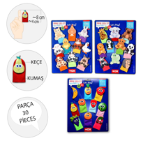 3 Set - 30 Parça Tox Evcil , Vahşi Hayvanlar ve Meyveler Parmak K