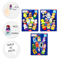 3 Set - 30 Parça Tox Evcil , Vahşi Hayvanlar ve Meslekler Parmak 