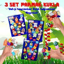 3 Set - 30 Parça Tox Evcil , Vahşi Hayvanlar ve Meyveler Parmak K