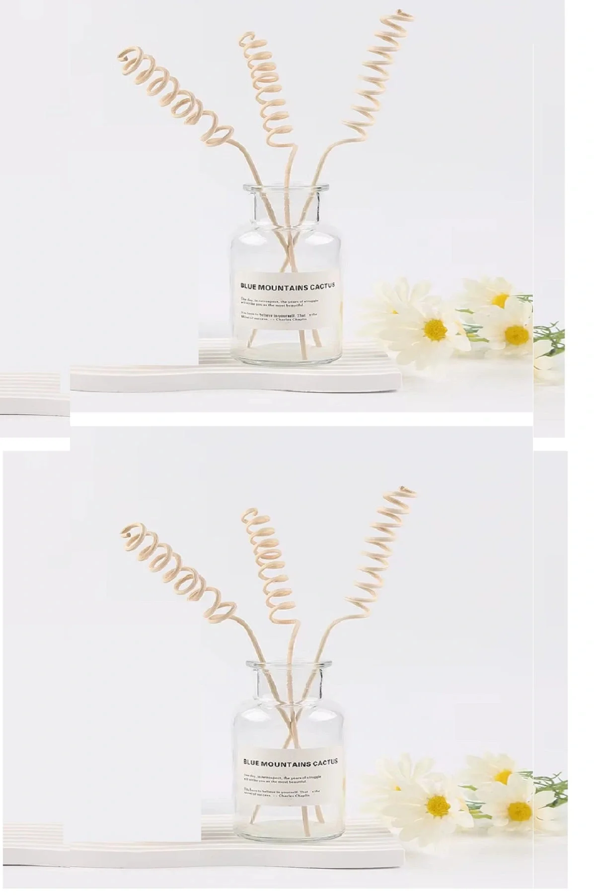 3 Tek Adet 3 Model Aromaterapi Koku Dağıtıcı Rattan Şişe Ahşap Difüzör Çubuk (Spiral-Yaprak-Dalgalı) - Görsel 3