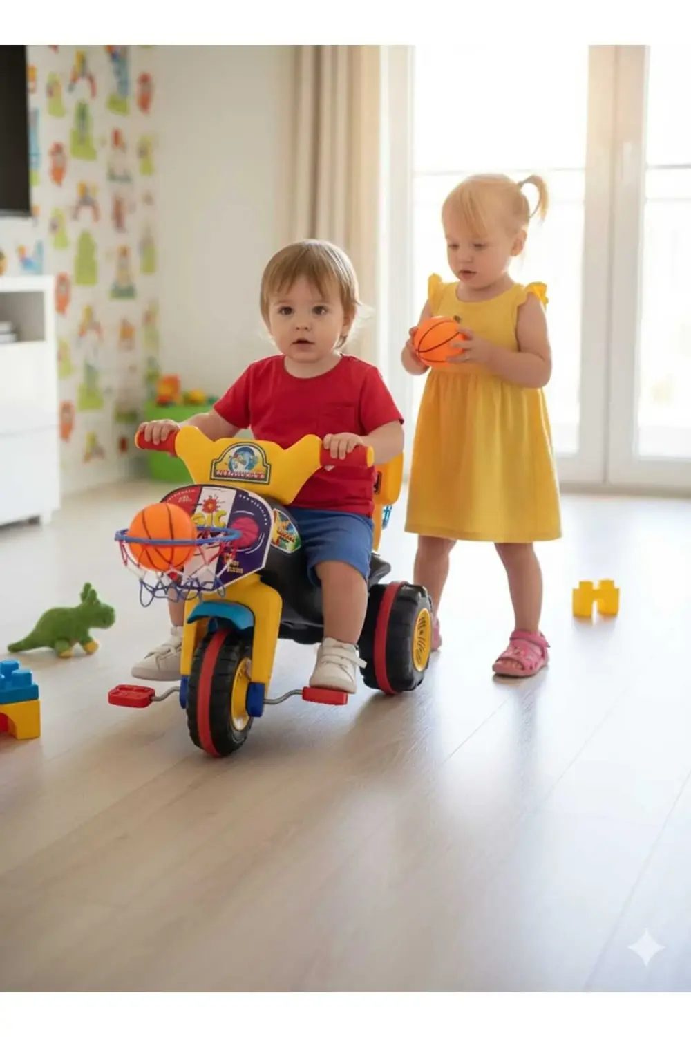 3 Tekerlekli Renkli Potalı Ve Toplu Bisiklet Çocuk Bisikleti