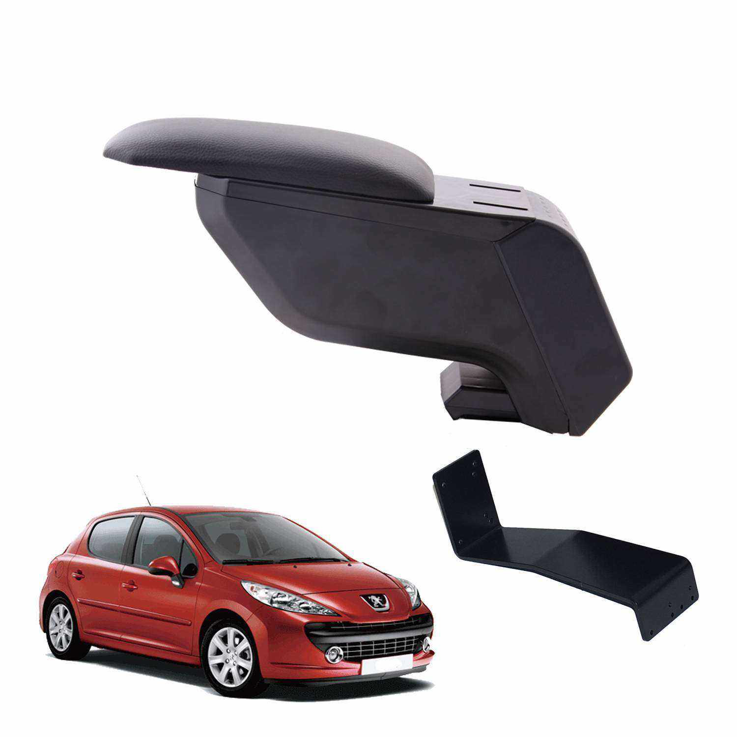 3 Tıkla Peugeot 207 2012 Delmesiz Çelik Ayaklı Siyah Kolçak Kol D