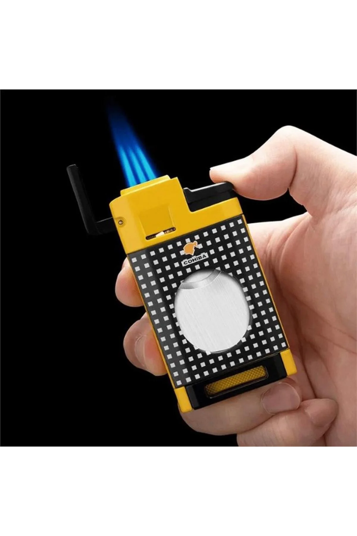 3 Torch Alevli Sarı Lüks Kesicili Çakmak – CCM0650 Fiyatı, Yorumları ve Özellikleri