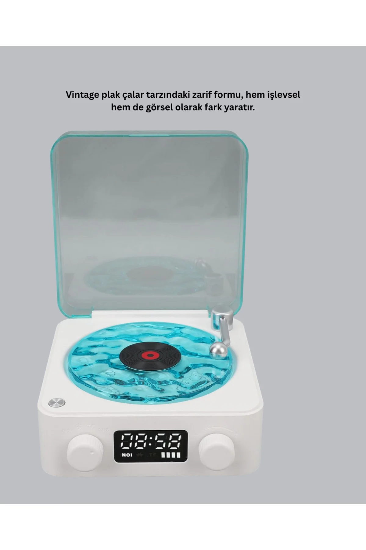 3-ü-1 Gece Işığı Bluetooth Hoparlör Dijital Saat Vintage Plak Çalar Tasarımlı