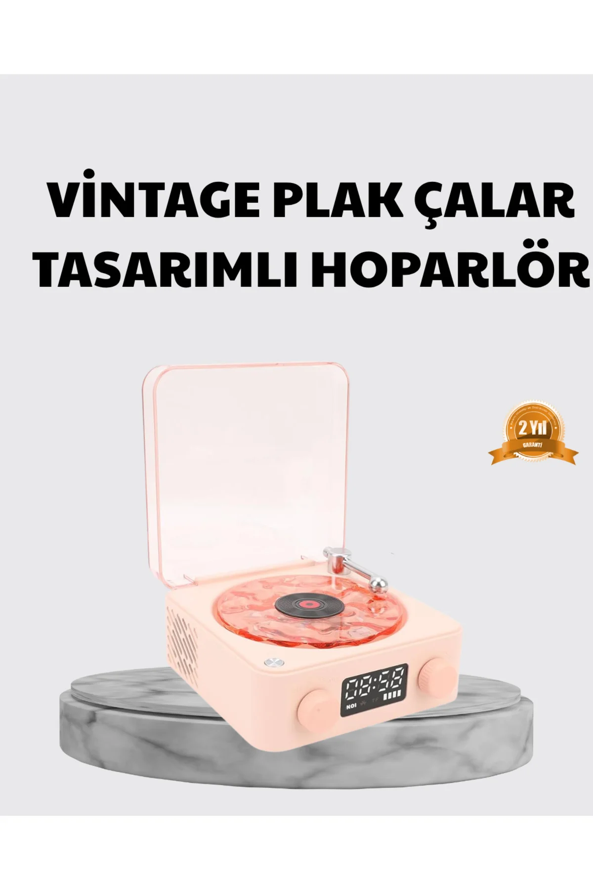 3-Ü-1 Gece Işığı Bluetooth Hoparlör Ve Dijital Saat Vintage Plak Çalar Tasarımlı 3-Ü-1 Gece Işığı Bluetooth Hoparlör Ve Dijital Saat Vintage Plak Çalar Tasarımlı