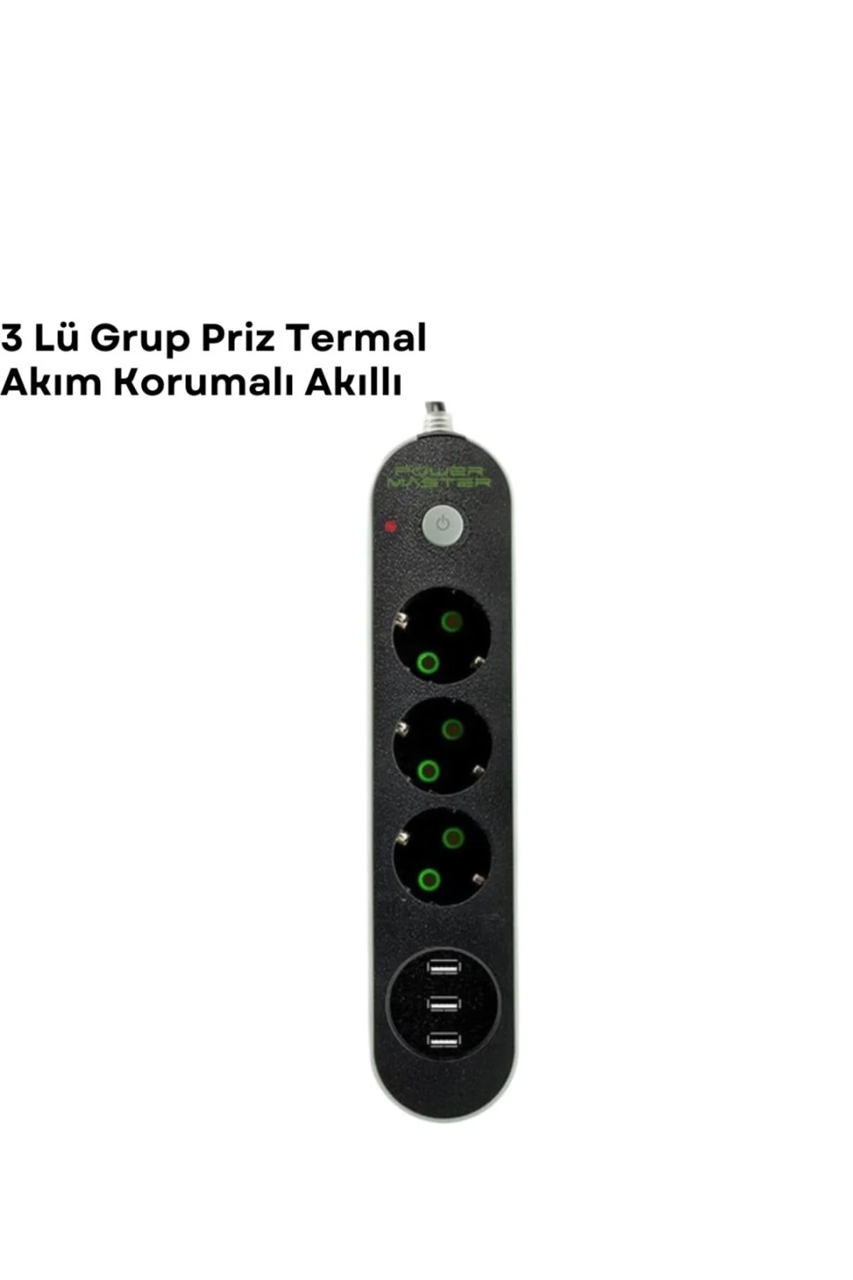 3 USB Çıkışlı 4’lü Akıllı Priz 2500W 2 Metre Kablo 3 USB Çıkışlı 4’lü Akıllı Priz 2500W 2 Metre Kablo