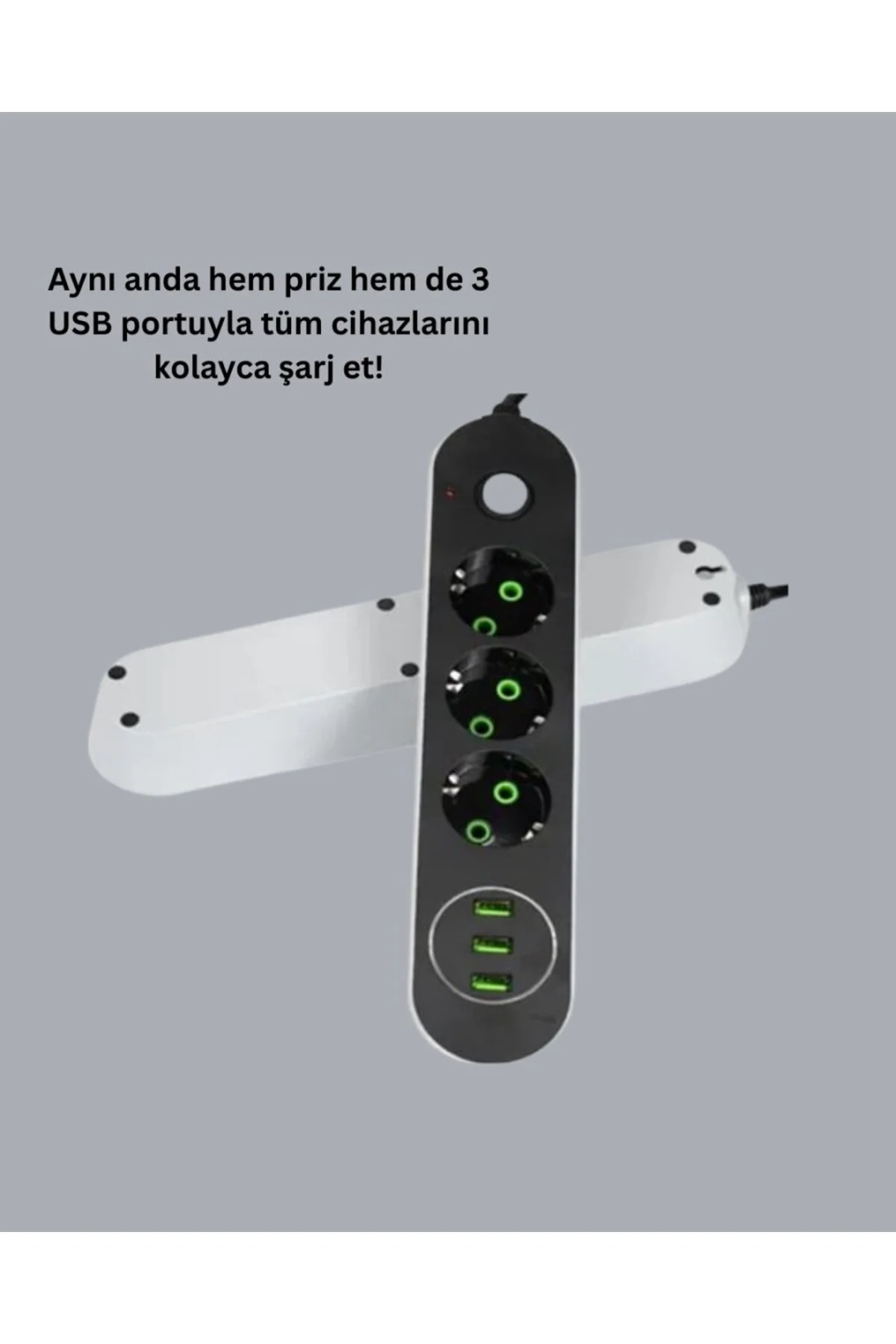 3 USB Çıkışlı 4’lü Akıllı Priz 2500W 2 Metre Kablo 3 USB Çıkışlı 4’lü Akıllı Priz 2500W 2 Metre Kablo