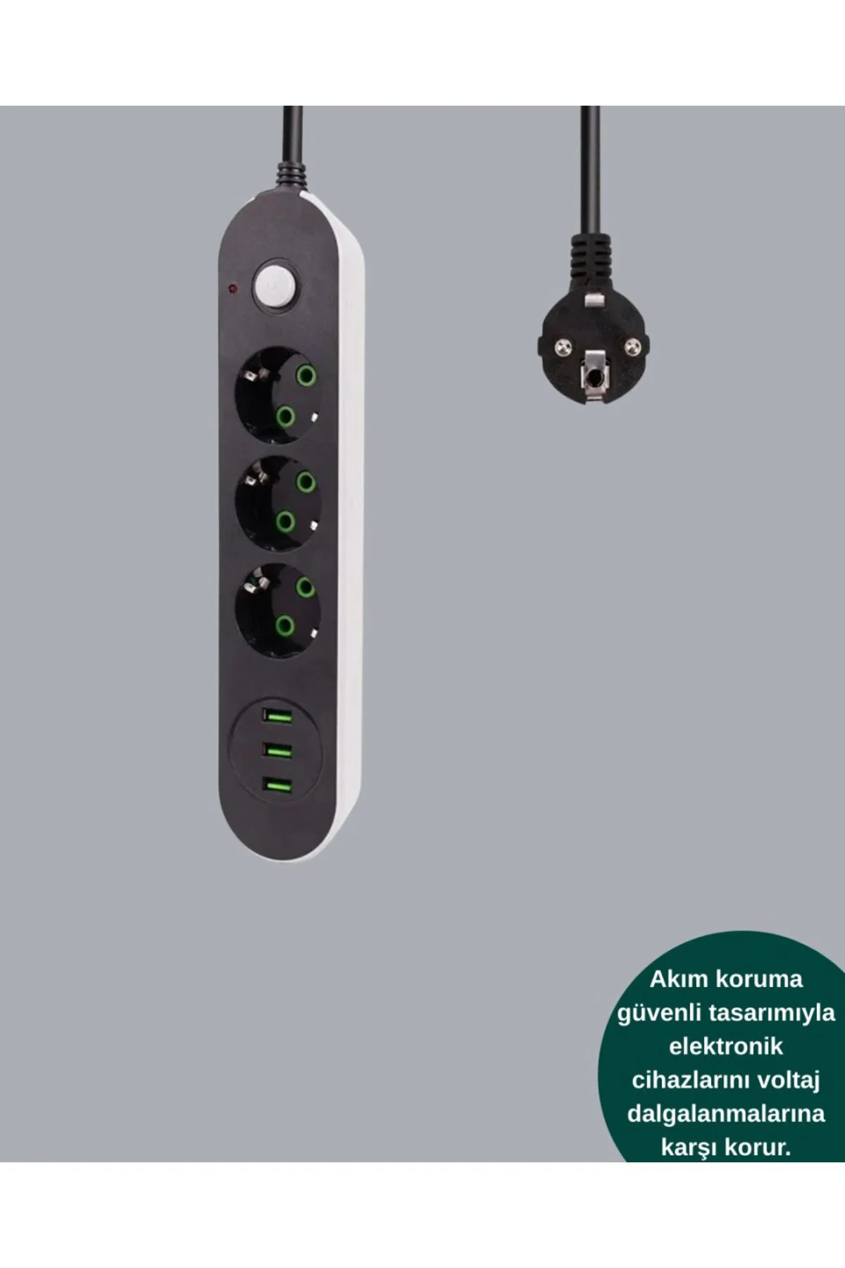 3 USB Çıkışlı 4’lü Akıllı Priz 2500W 2 Metre Kablo 3 USB Çıkışlı 4’lü Akıllı Priz 2500W 2 Metre Kablo