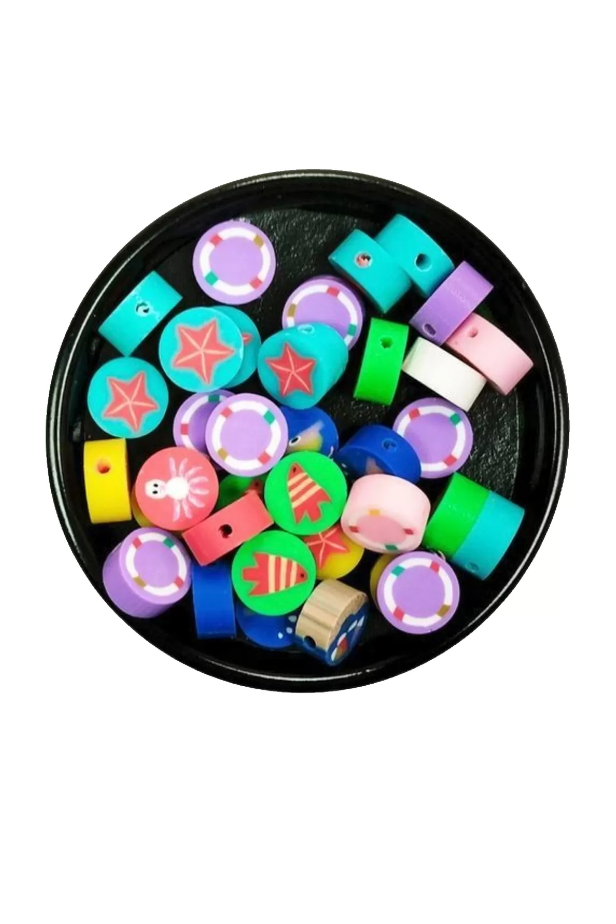 30 Adet 10 mm Polimer Kil Fimo Boncuk Takı Bileklik + 1 Metre Las