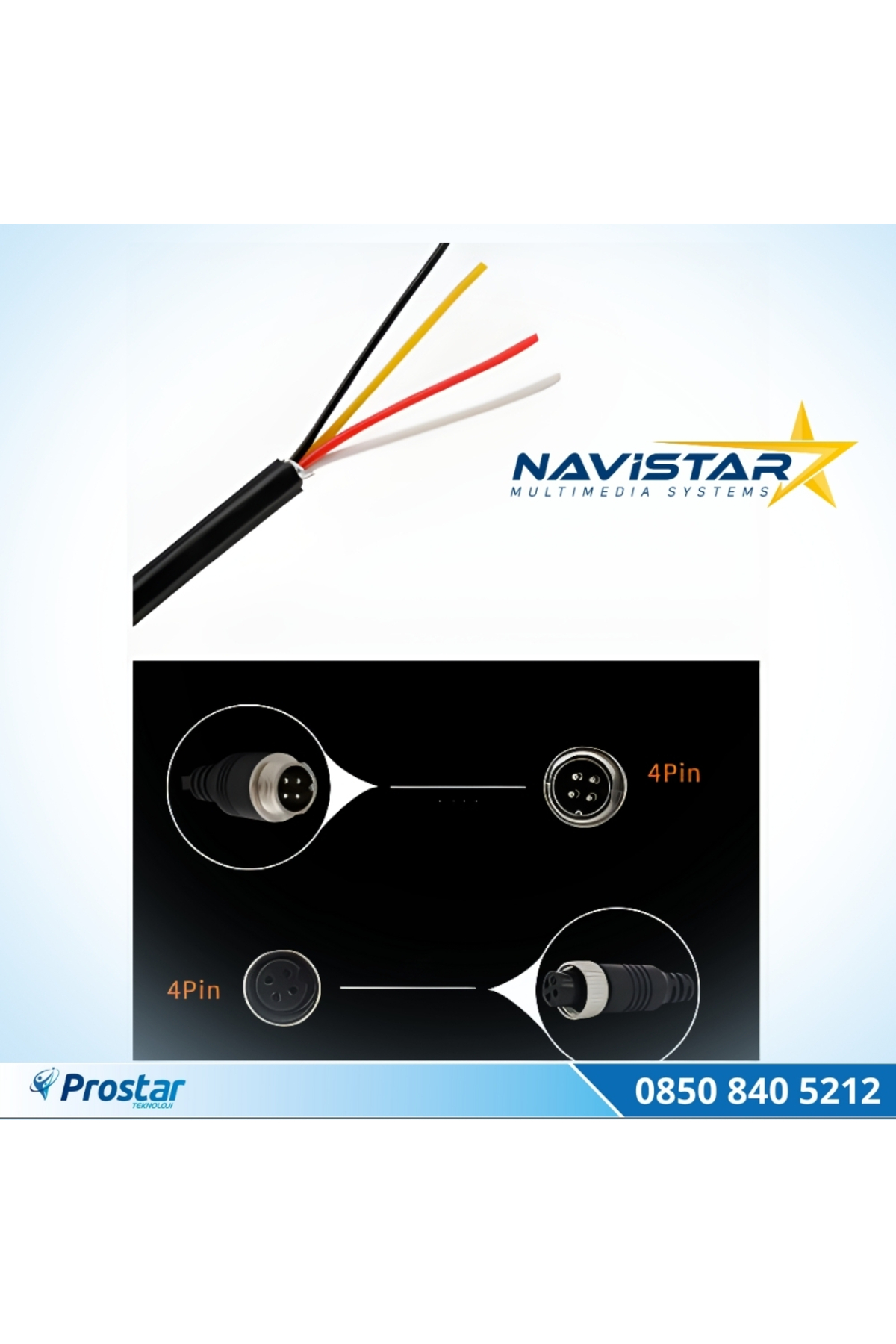 Navistar 30 Cm 4 Pin Aviation Dişi Soket Kısa Kamera Kablosu