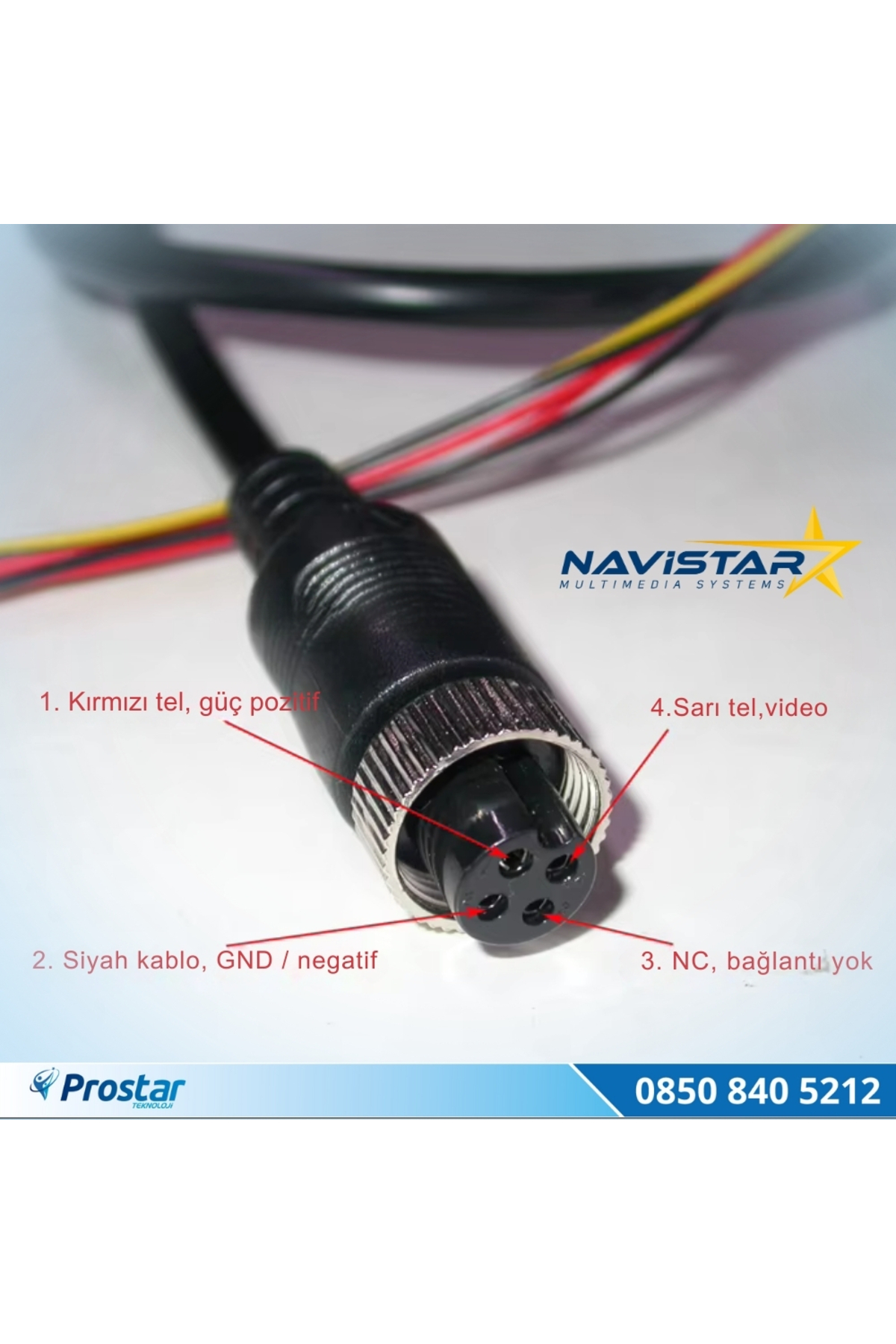 Navistar 30 Cm 4 Pin Aviation Dişi Soket Kısa Kamera Kablosu