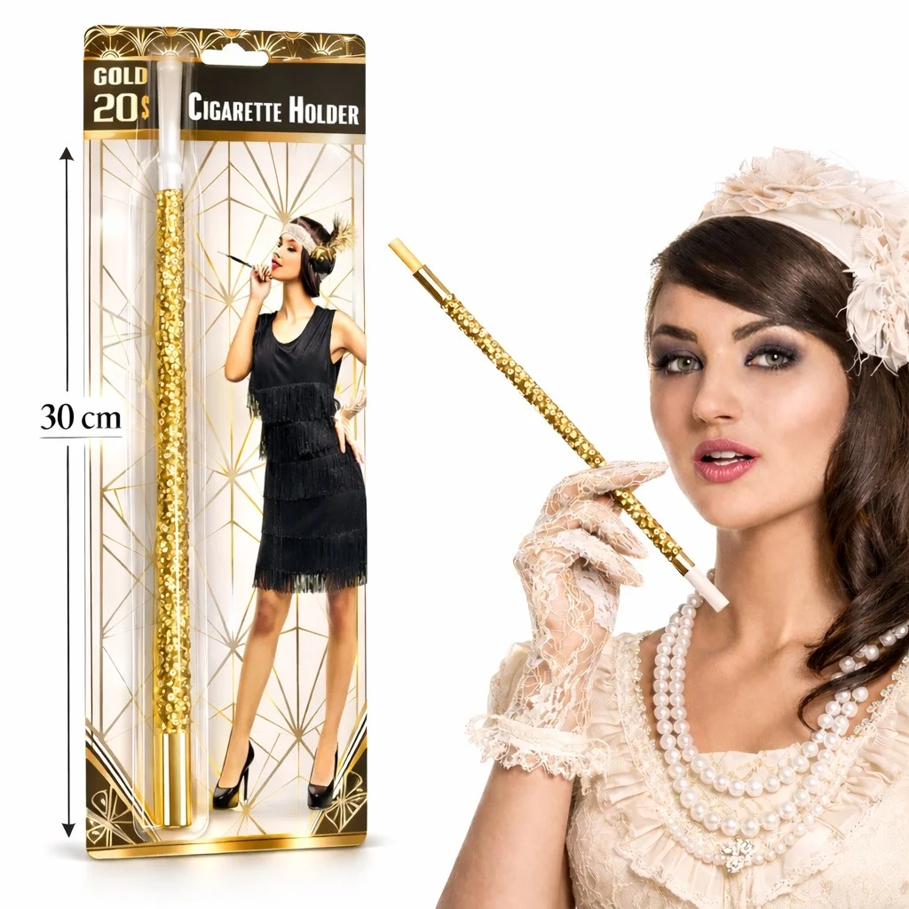 30 Cm Altın Gold Payetli Tutacak – 1920’ler Gatsby Parti Aksesuar