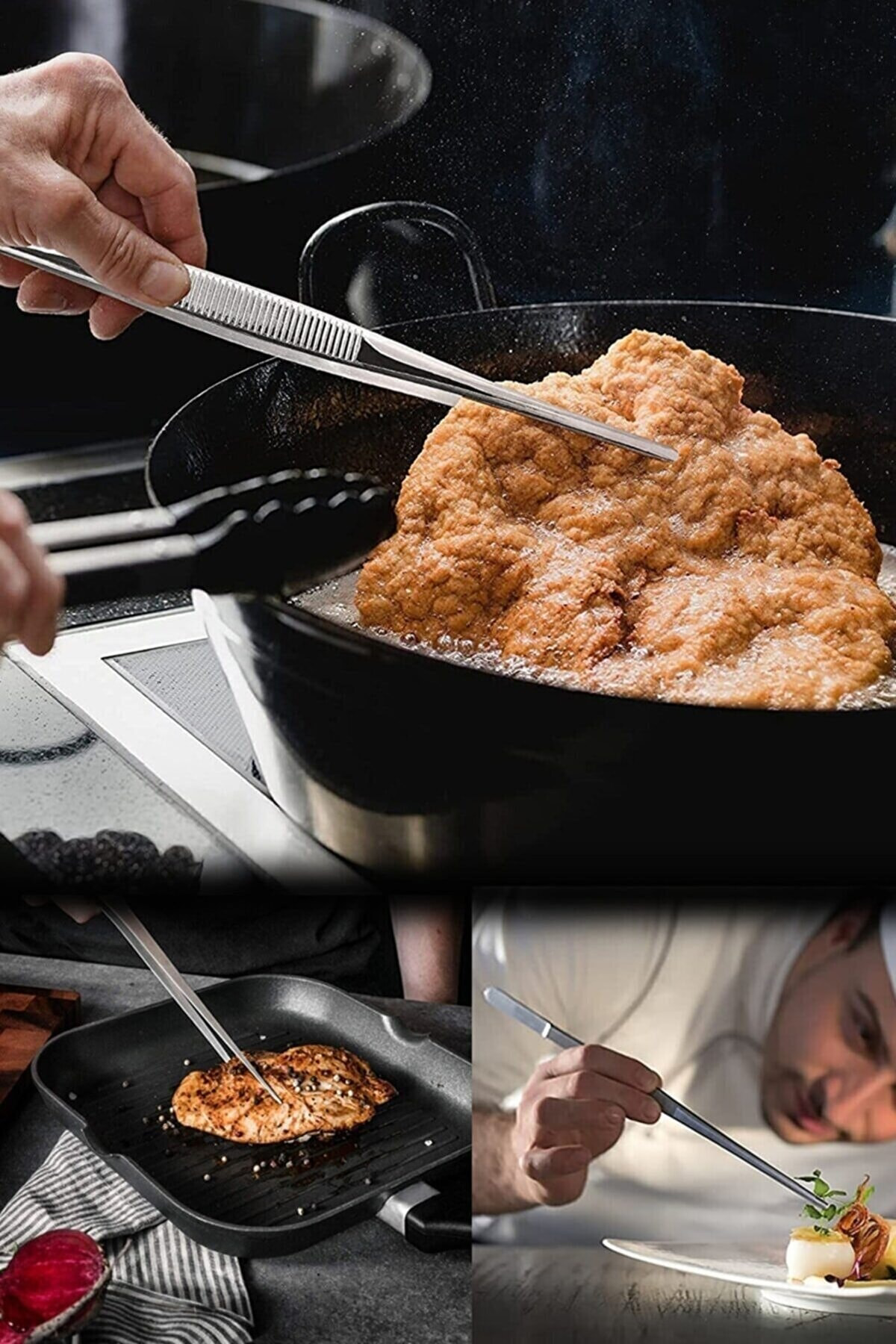 30 Cm Çelik Mutfak Cımbızı Çelik Yemek Cımbızı Aşçı Şef Cımbızı 3